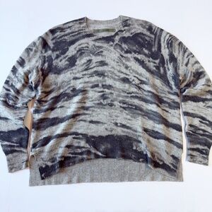 Enza Costa Women's Cashmere Crewneck Oversized Sweater Grey/Dark Grey Small